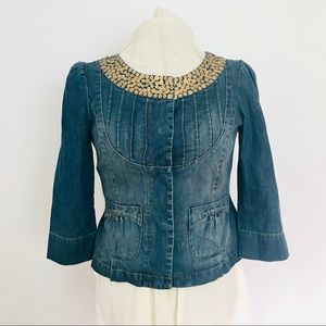 DKNY Denim Tailored Jacket Gold Detail